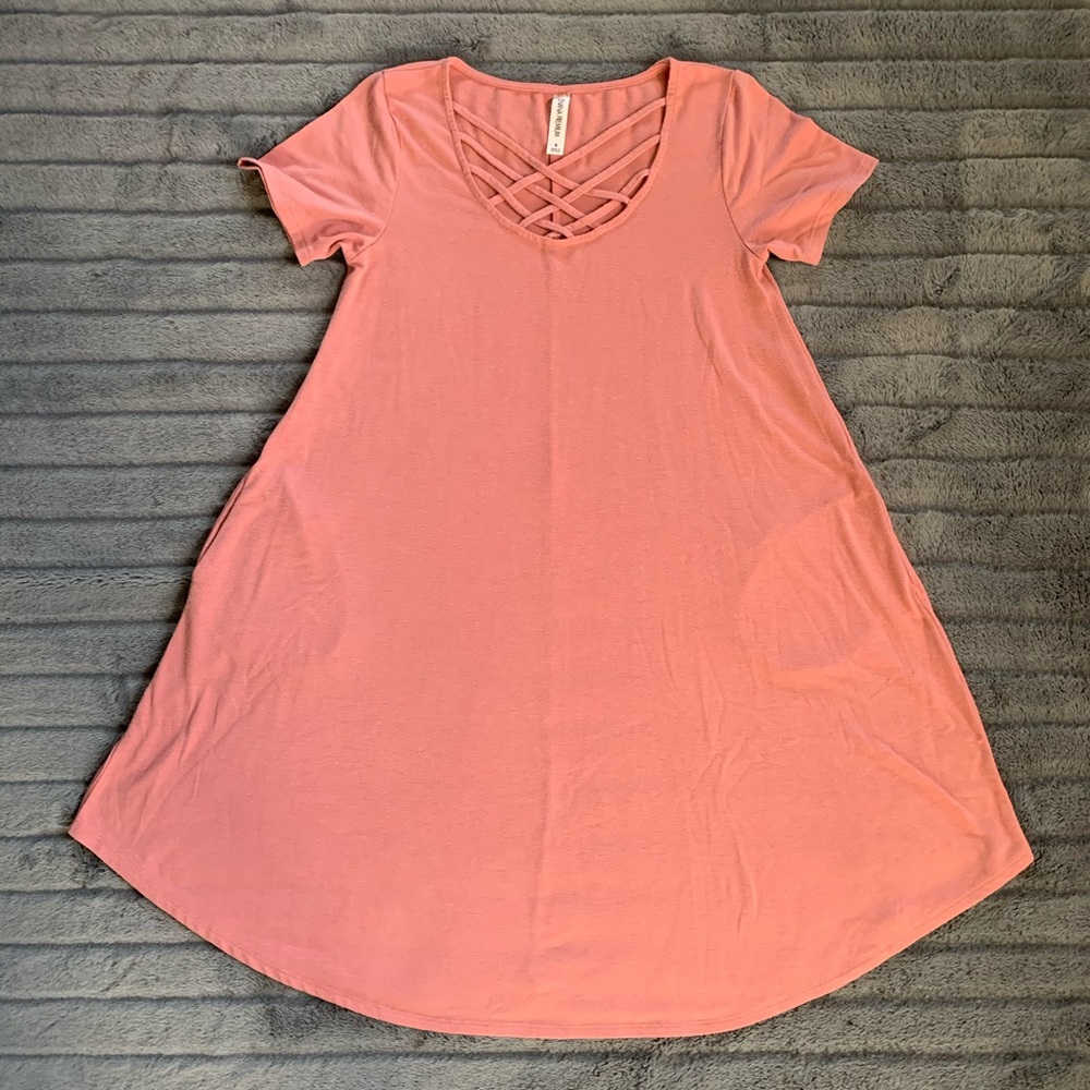Zenana Premium Short Sleeve Triple Lattice Dress